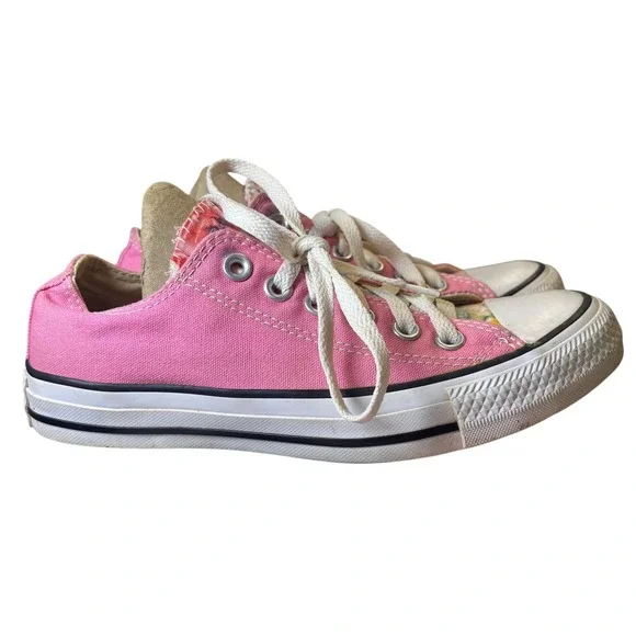 Converse Chuck Taylor All Star Low Top Pink Floral Tongue Sneaker M9007 Wome 6.5 - Picture 6 of 12